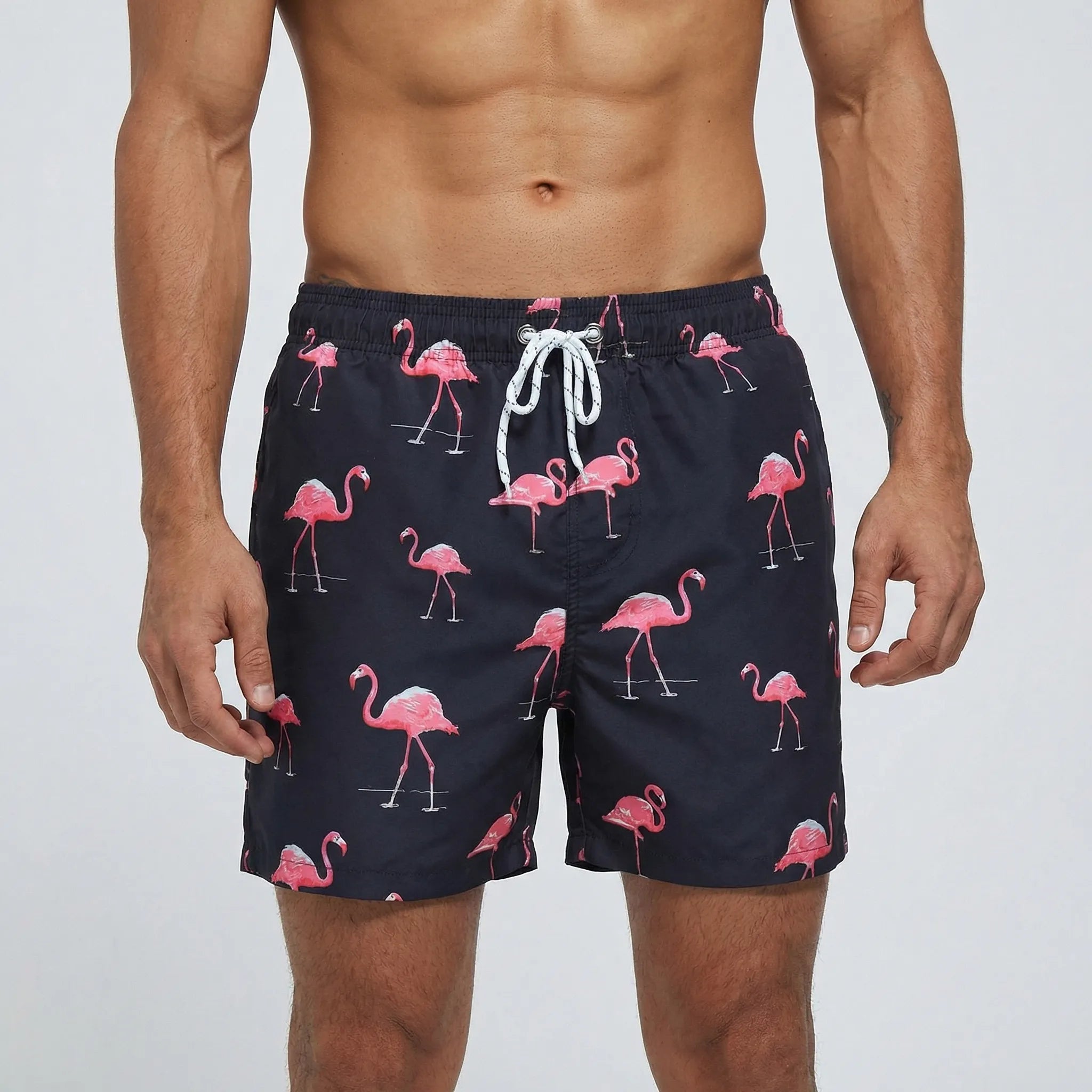 Men's quick-dry swim shorts with adjustable waist and breathable design
