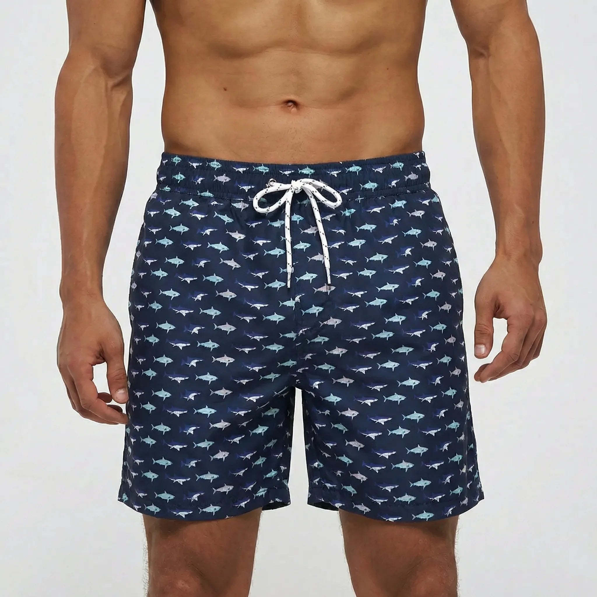 Men's quick-dry swim shorts with adjustable waist and breathable design