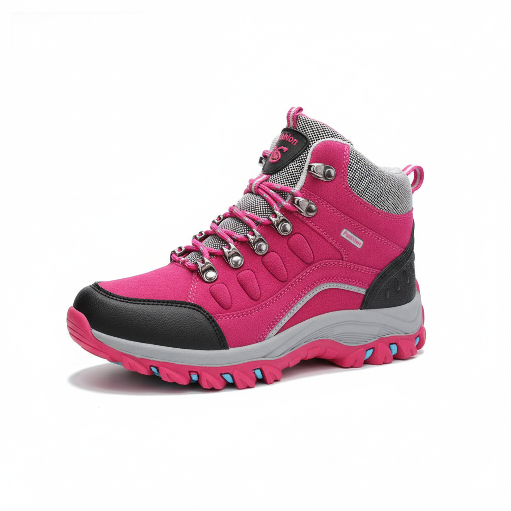 Women's hiking boots with leather upper and ankle support