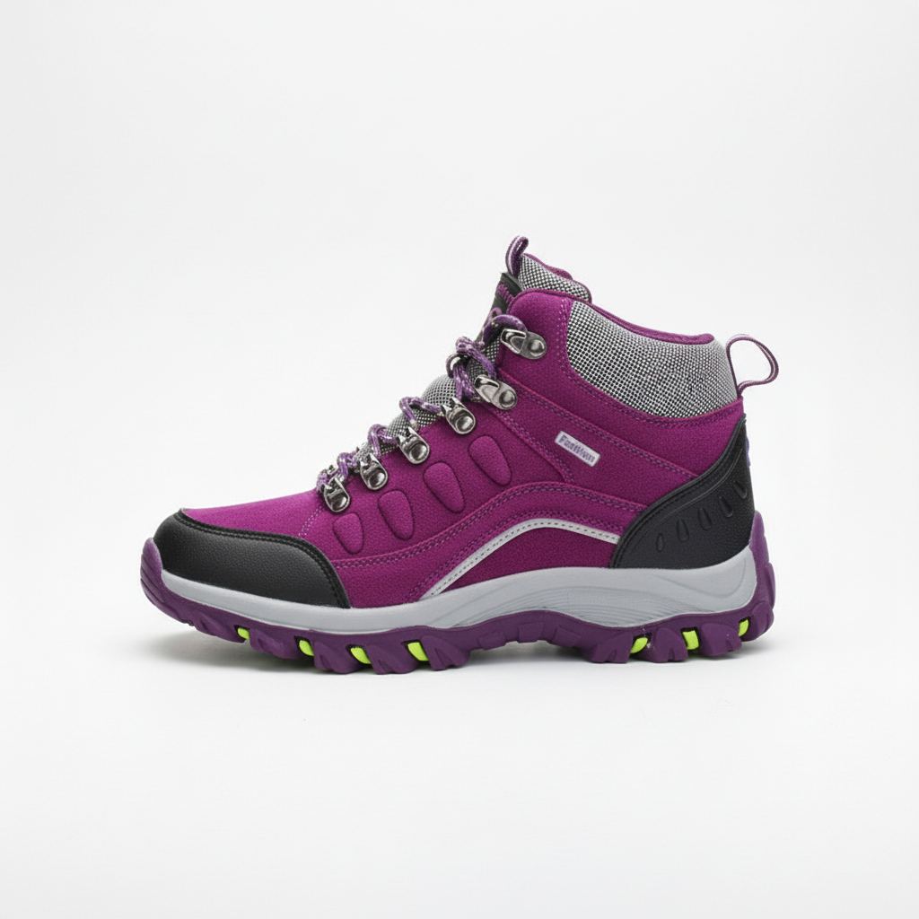 Women's hiking boots with leather upper and ankle support