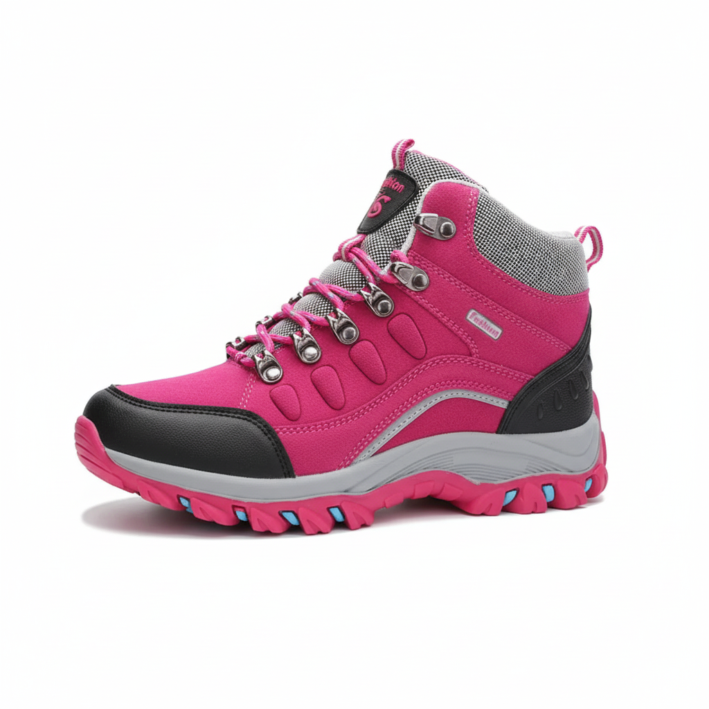 Women's hiking boots with leather upper and ankle support