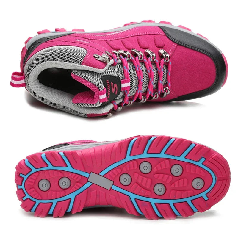 Women's hiking boots with leather upper and ankle support