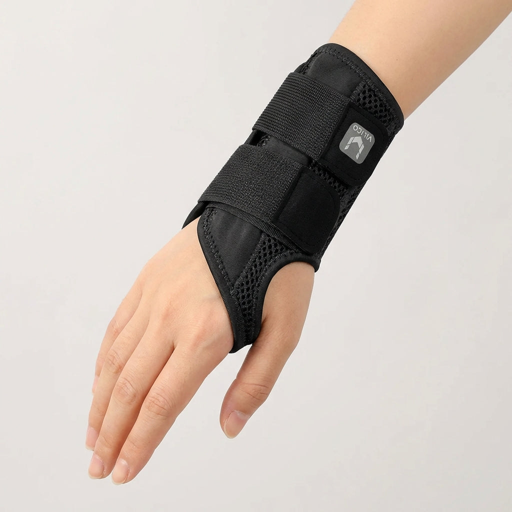 Half finger wrist support brace with adjustable compression straps