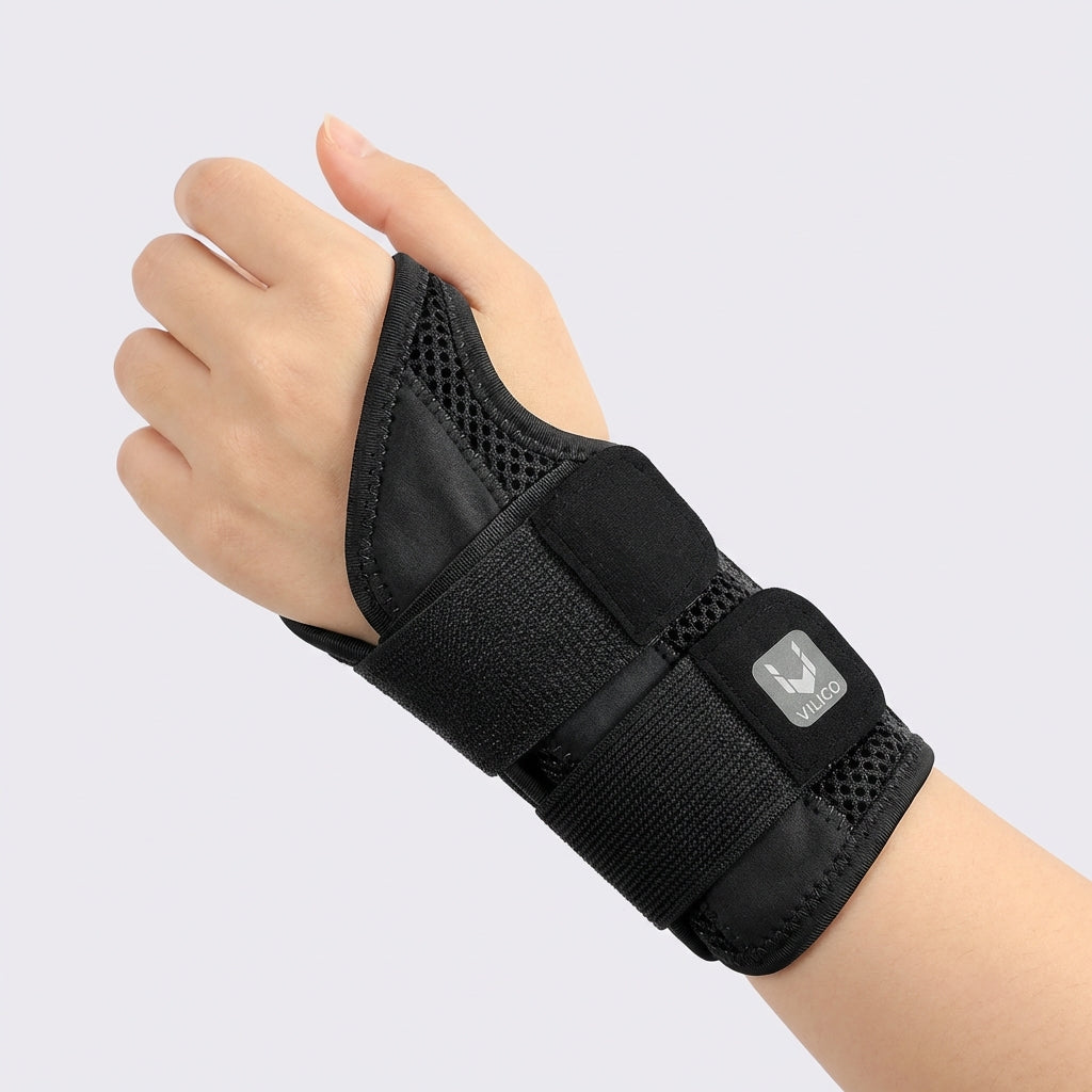 Half finger wrist support brace with adjustable compression straps