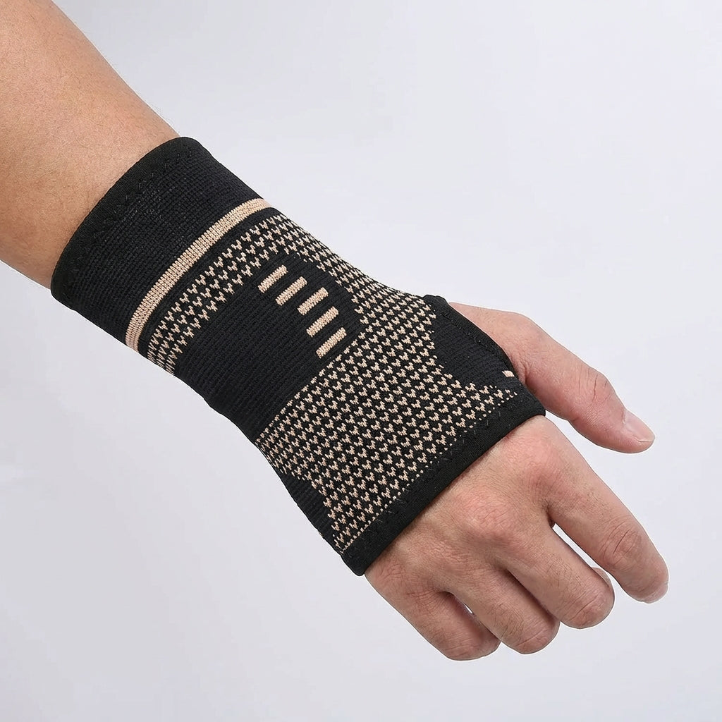 Elastic wrist support with compression for sports and daily activities