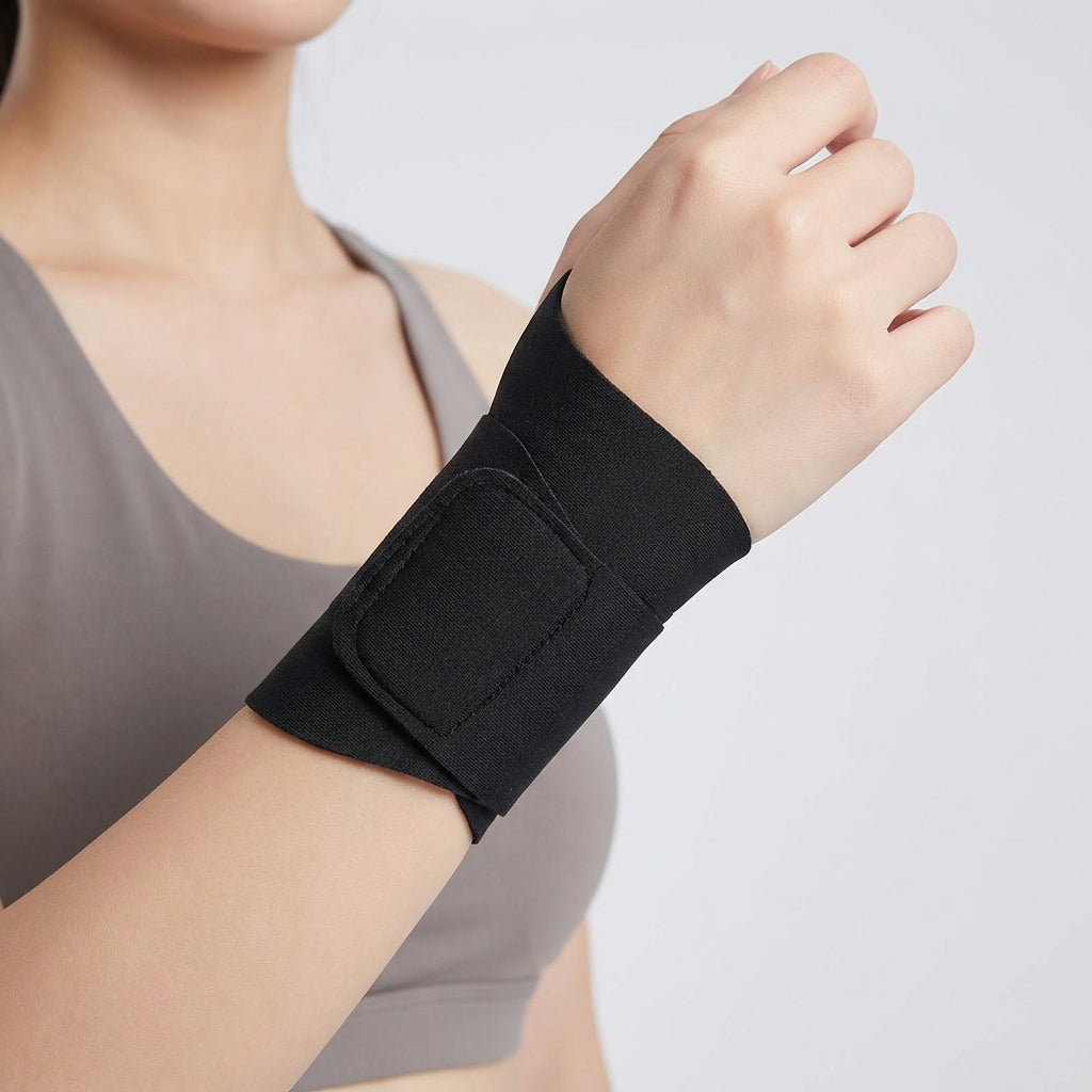 Ultra thin breathable wrist guard with adjustable compression support