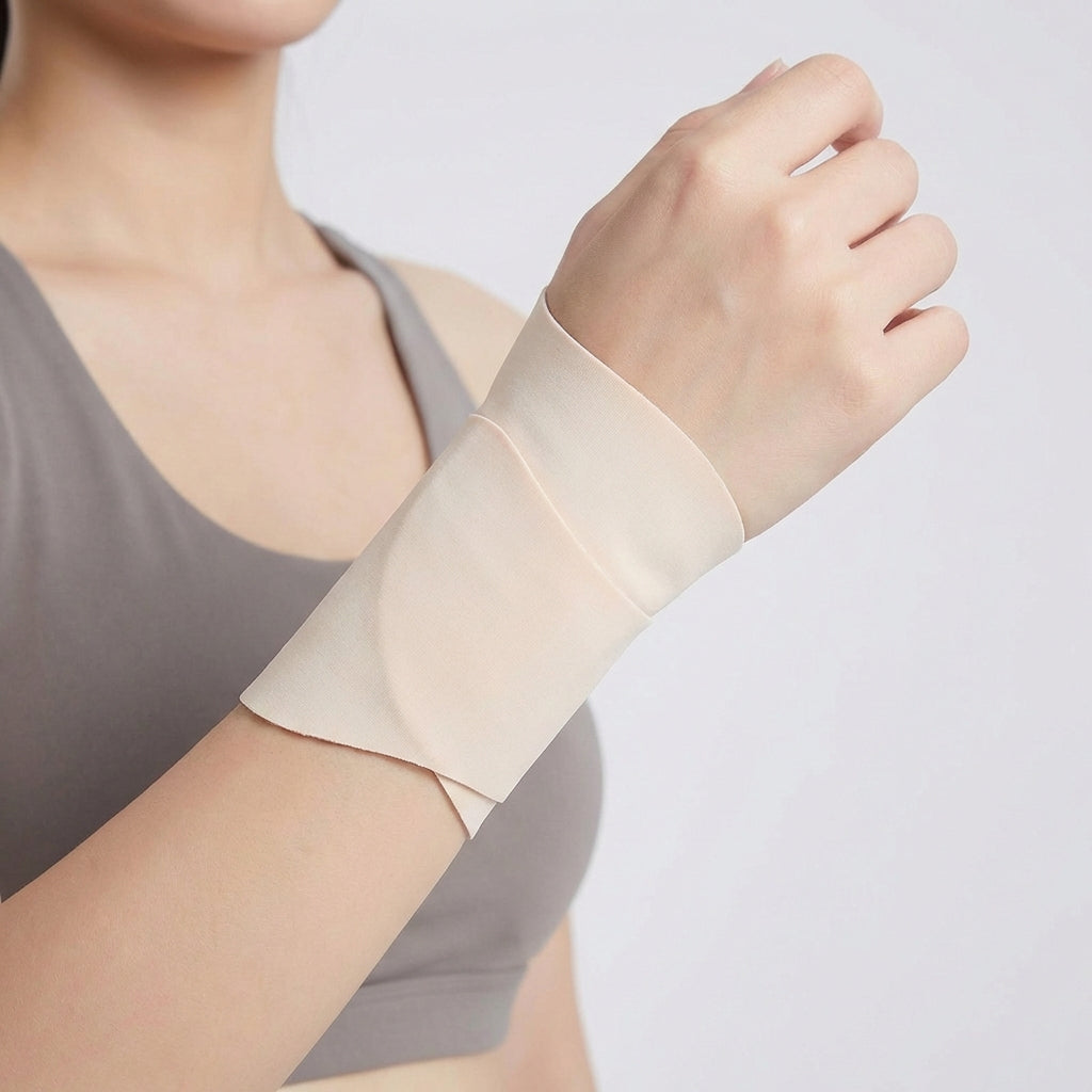 Ultra thin breathable wrist guard with adjustable compression support
