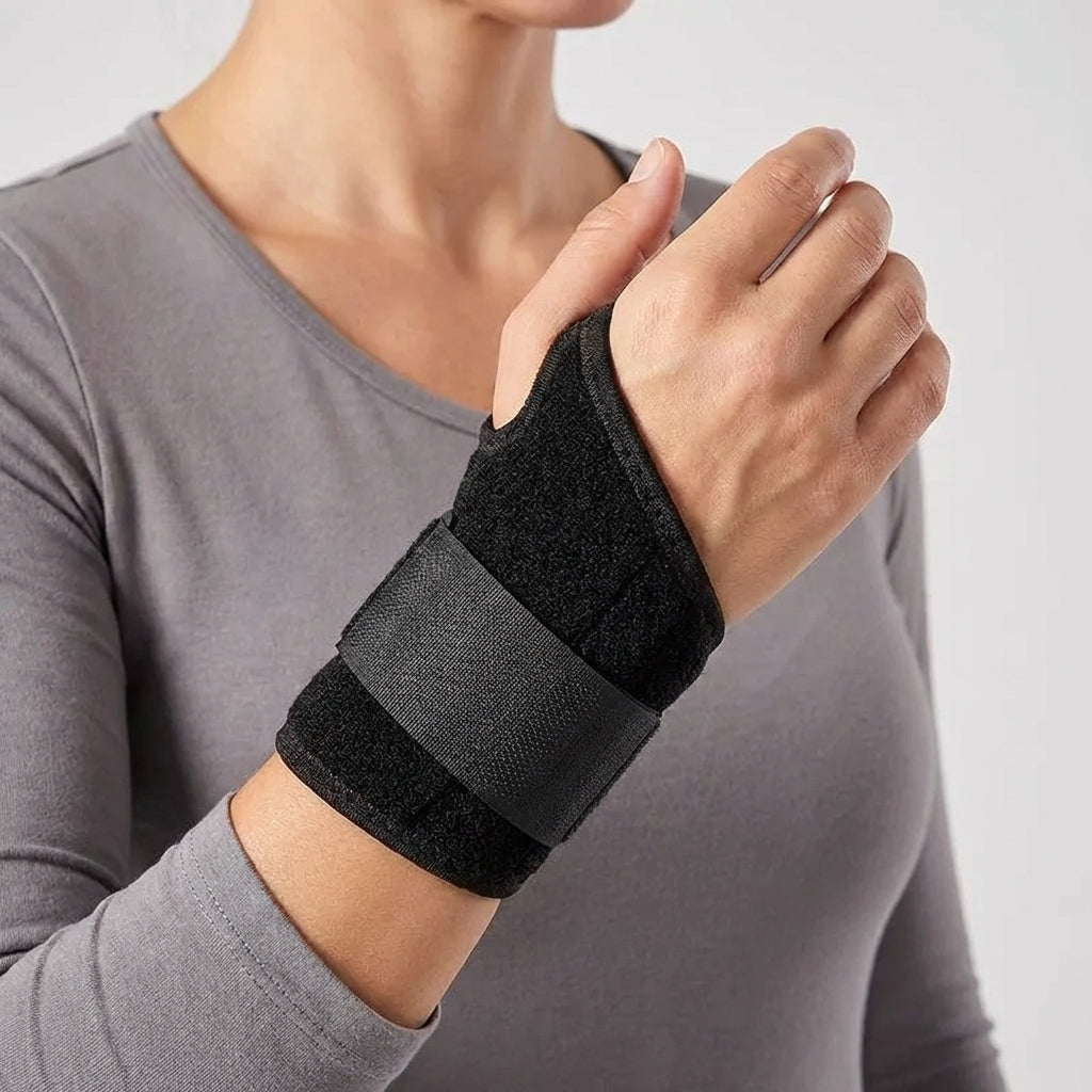 Adjustable wrist support wrap with hook and loop fastening