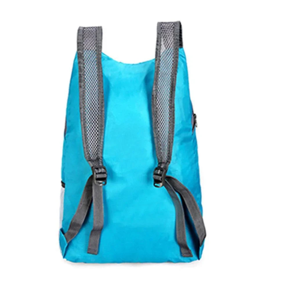Ultralight foldable daypack with water-resistant exterior and breathable mesh straps