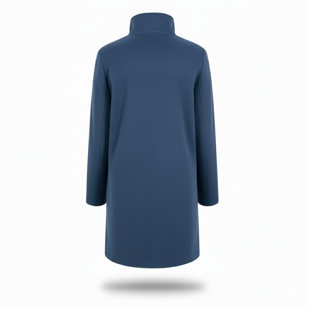 Women's wool blend coat with classic button closure and straight cut