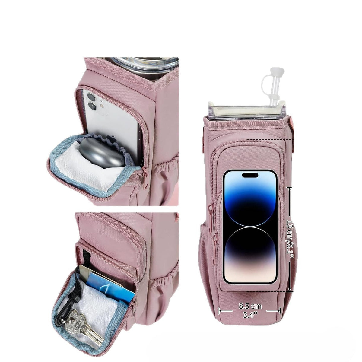 Water Bottle Bag Crossbody, Insulated Water Bottle Purse Crossbody Water Bottle Holder with Strap