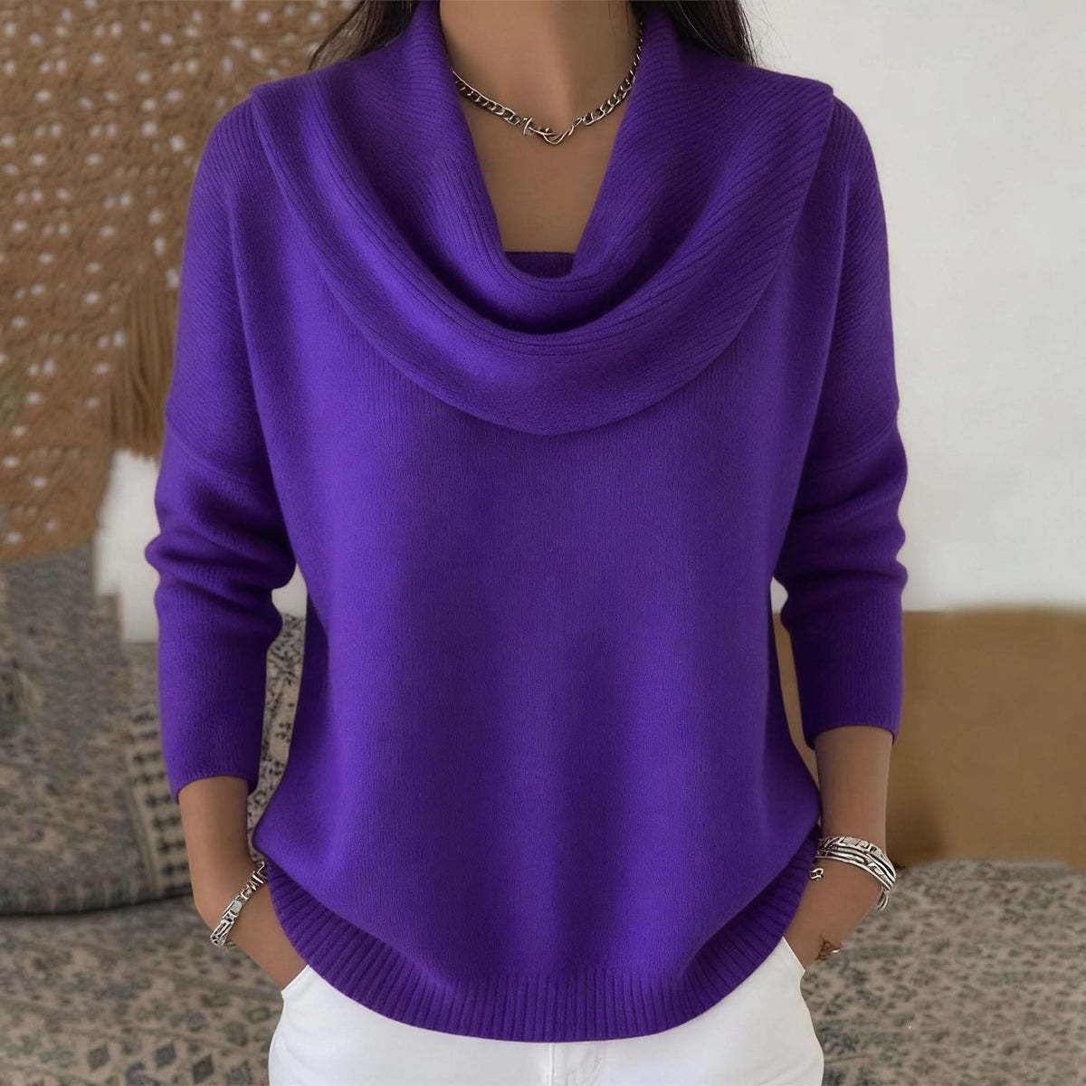 Women's Funnel Neck Relaxed Fit Sweater