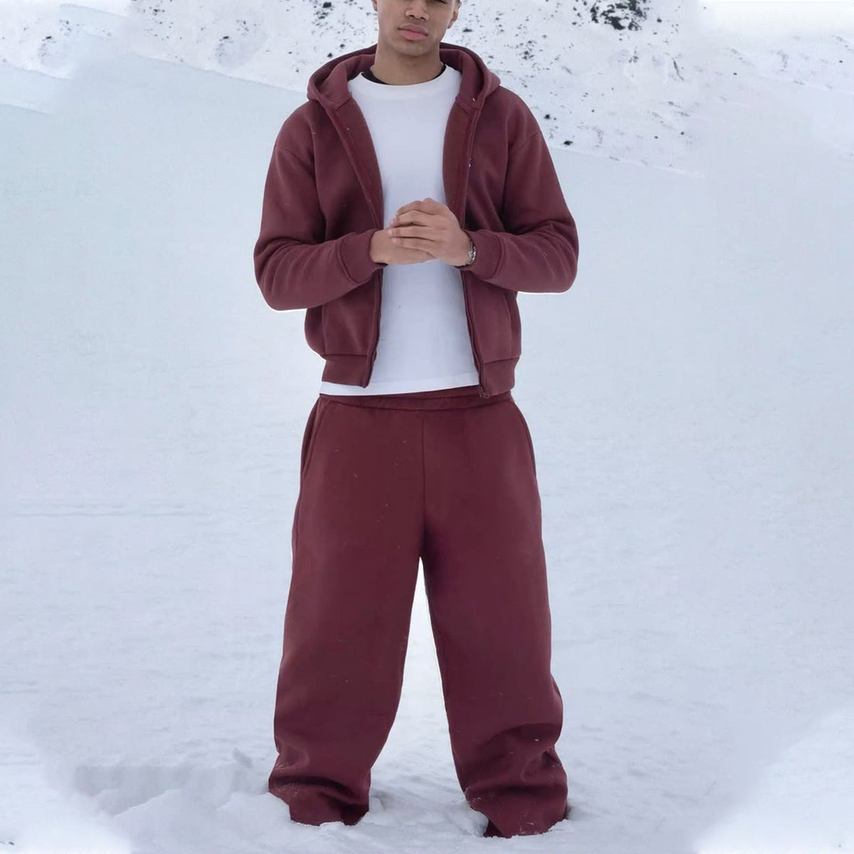 Men's Oversize Zip Hoodie and Relaxed Sweatpants Set