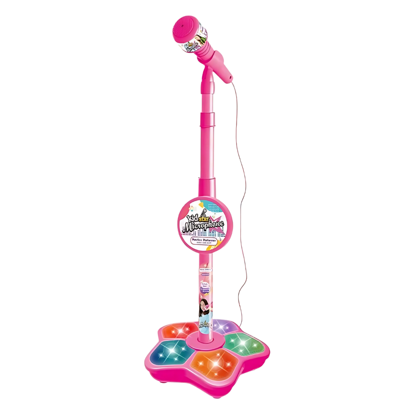 Height-Adjustable Karaoke Microphone with Illuminated Base Lights