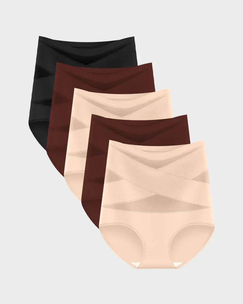 Plus Size High-Waisted Tummy Control Crossover Panties