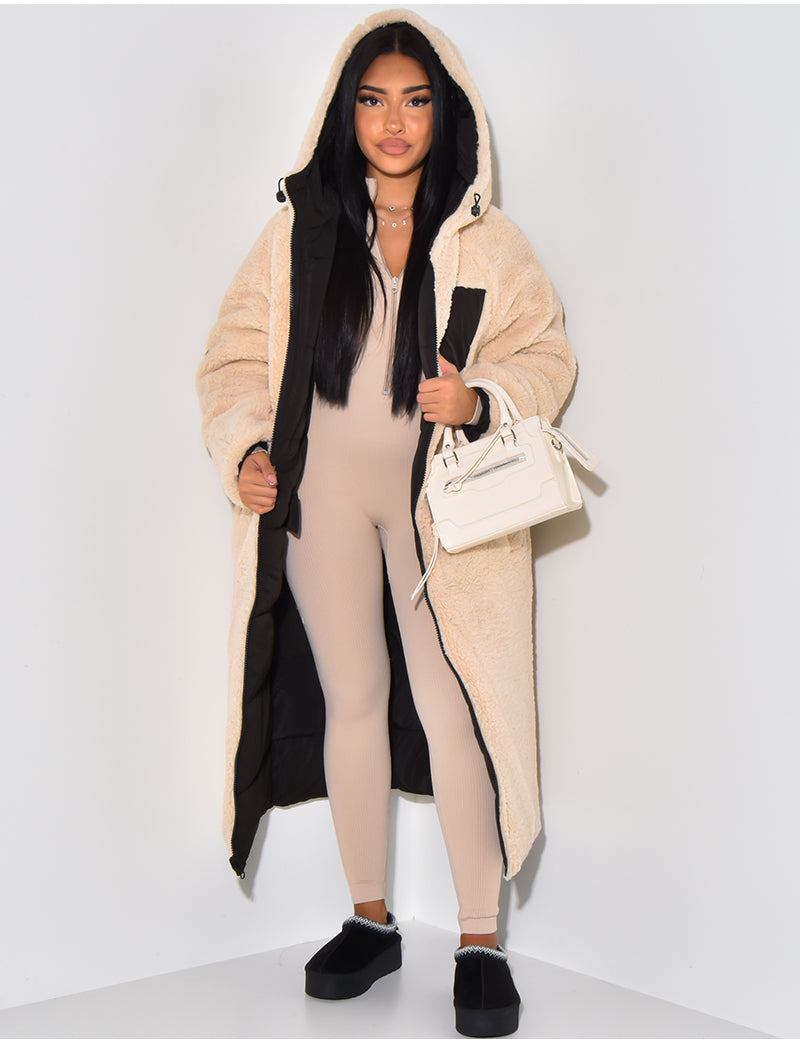 Women's Reversible Hooded Puffer Coat, Long Length