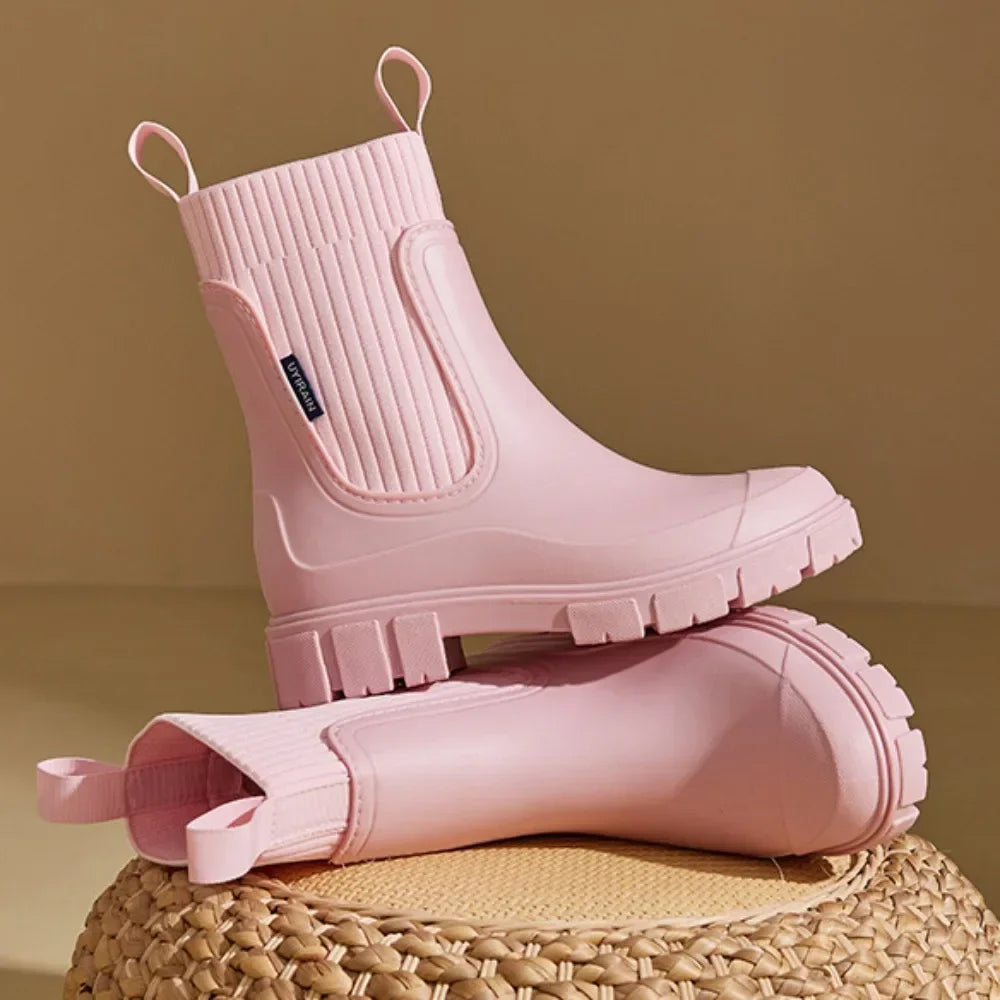 Waterproof Women's Chelsea Rain Boots with Comfort Sole