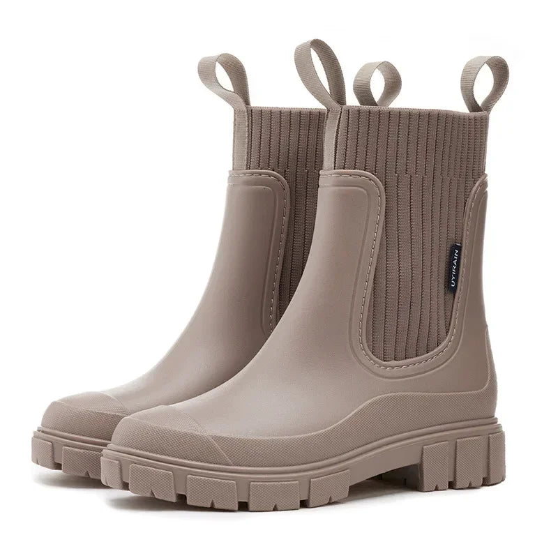 Waterproof Women's Chelsea Rain Boots with Comfort Sole