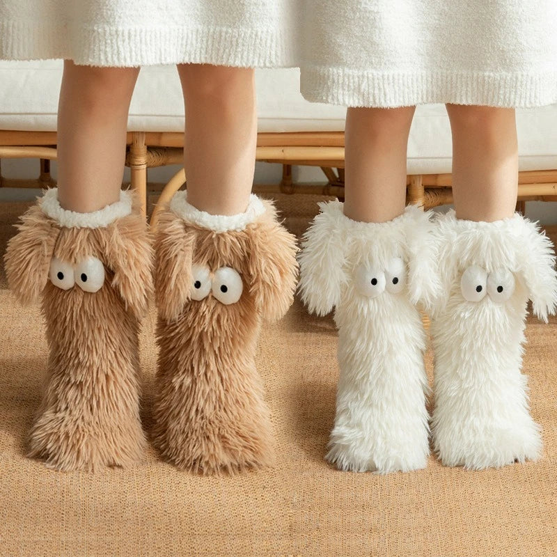 Cosy Cabin Socks with Dog Ears Design