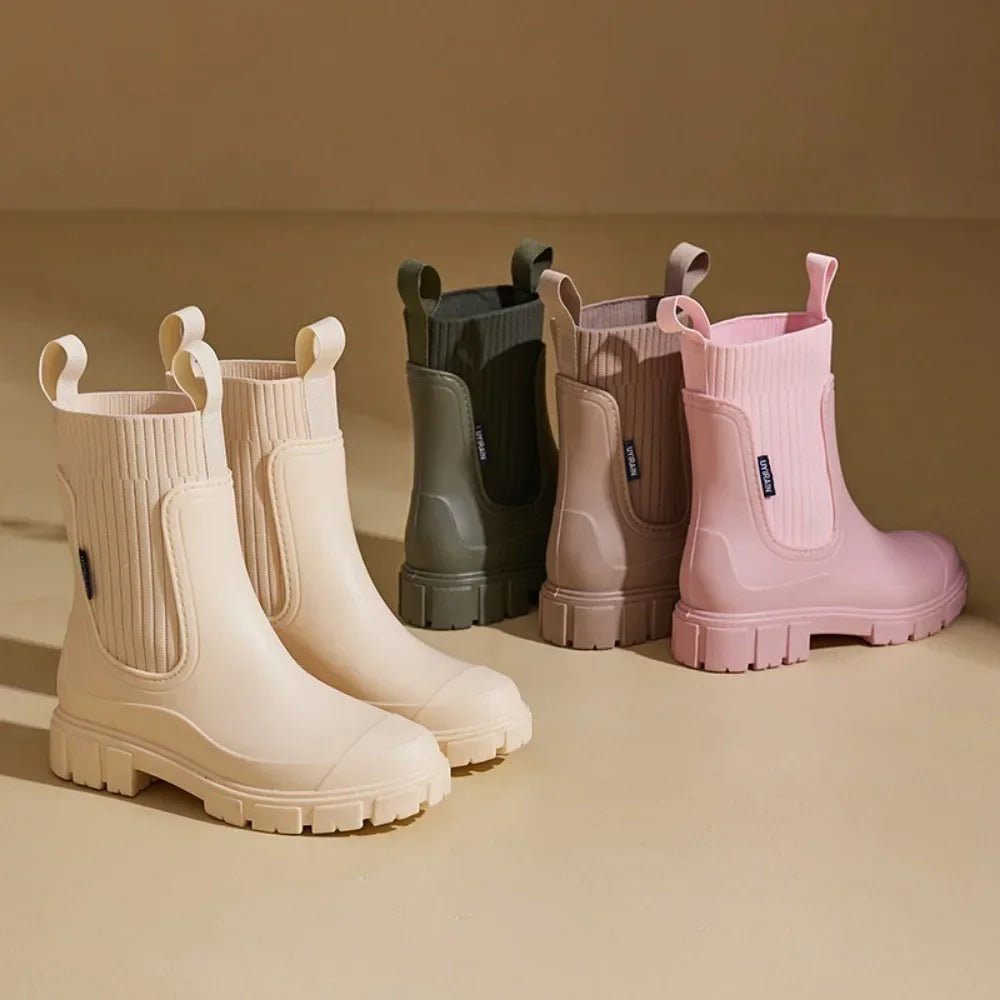 Waterproof Women's Chelsea Rain Boots with Comfort Sole