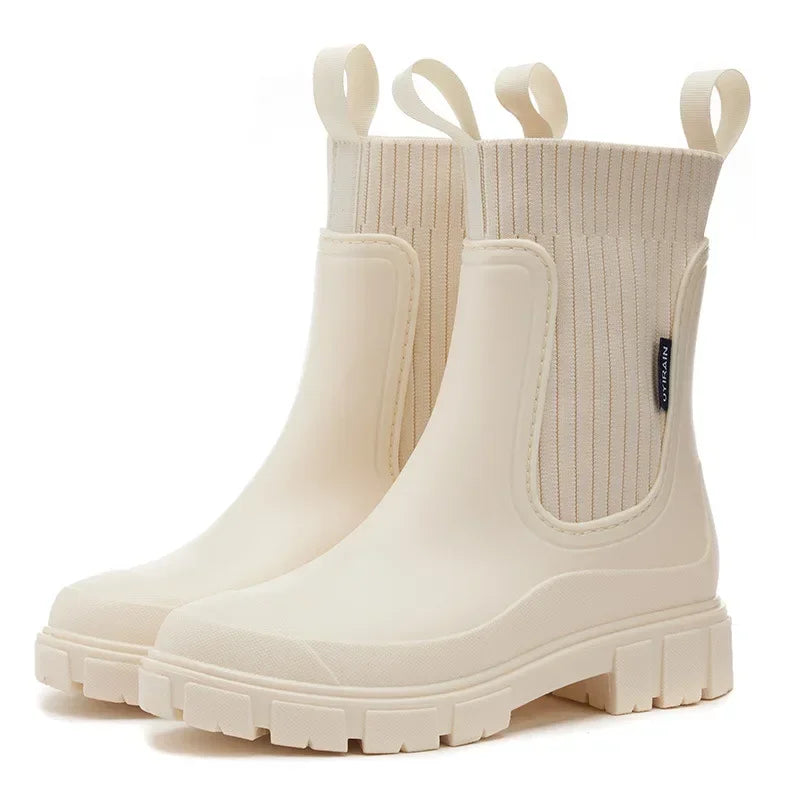 Waterproof Women's Chelsea Rain Boots with Comfort Sole