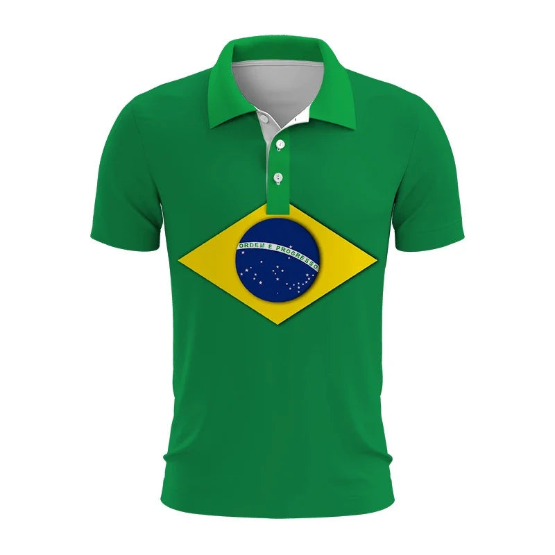 Brazil Emblem 3D Polo Shirt: Casual Elegance with Modern Identity