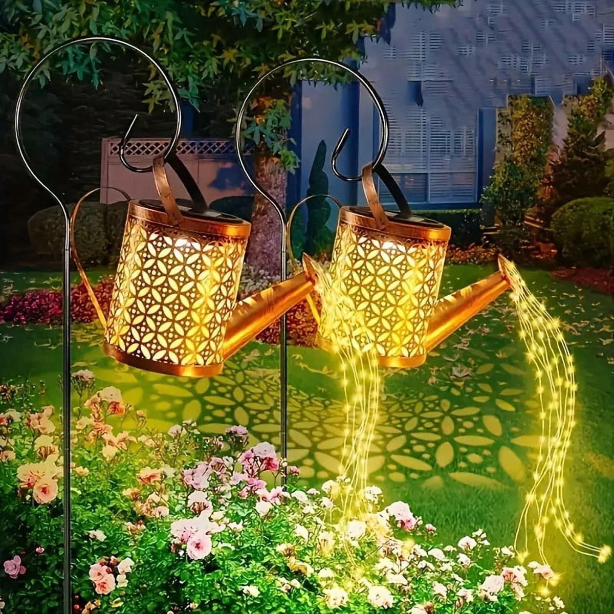 Solar Watering Can String Light with 60 LEDs, Warm White or Multicolor