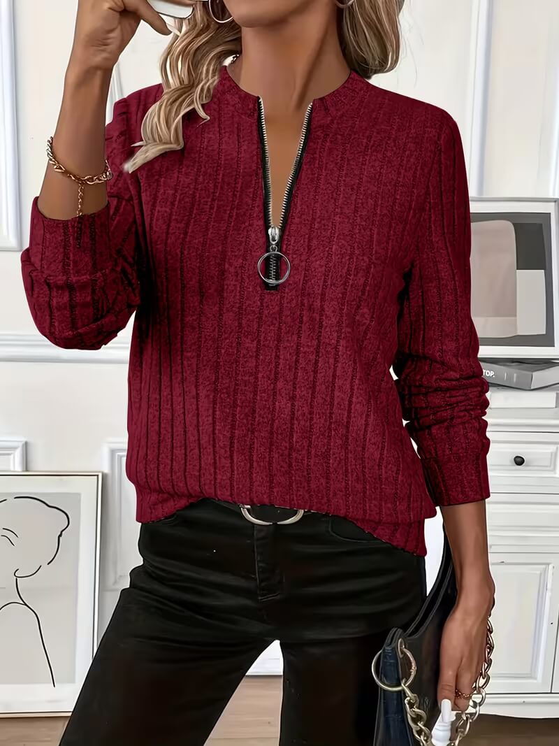 Comfortable Sweater with Quarter Zip