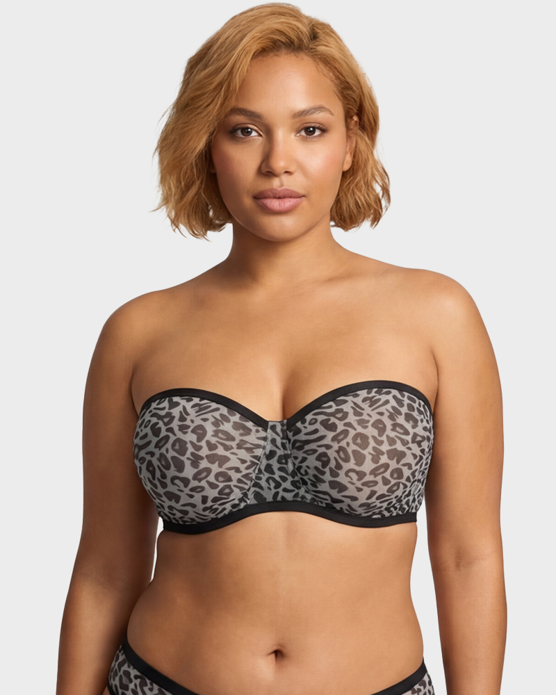 Strapless Mesh Underwire Balconette Bra