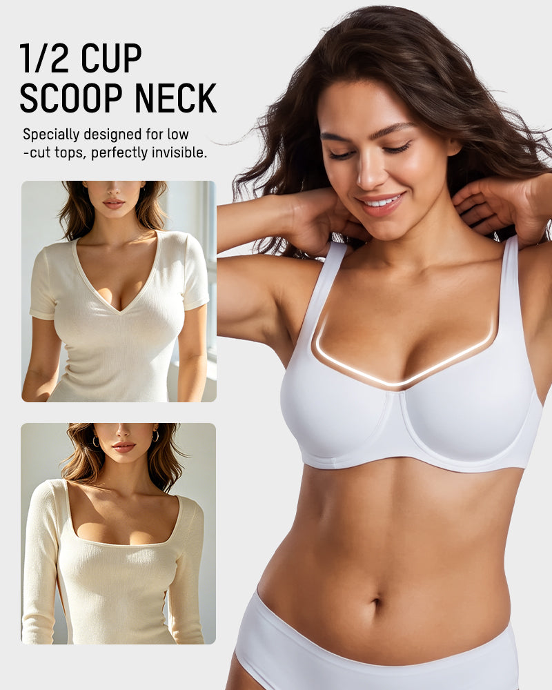 Underwire Support Seamless Unlined Balconette Bra
