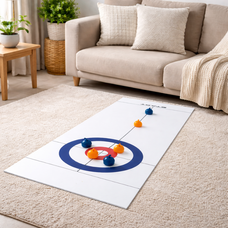 Foldable Tabletop Curling Game for Family Fun