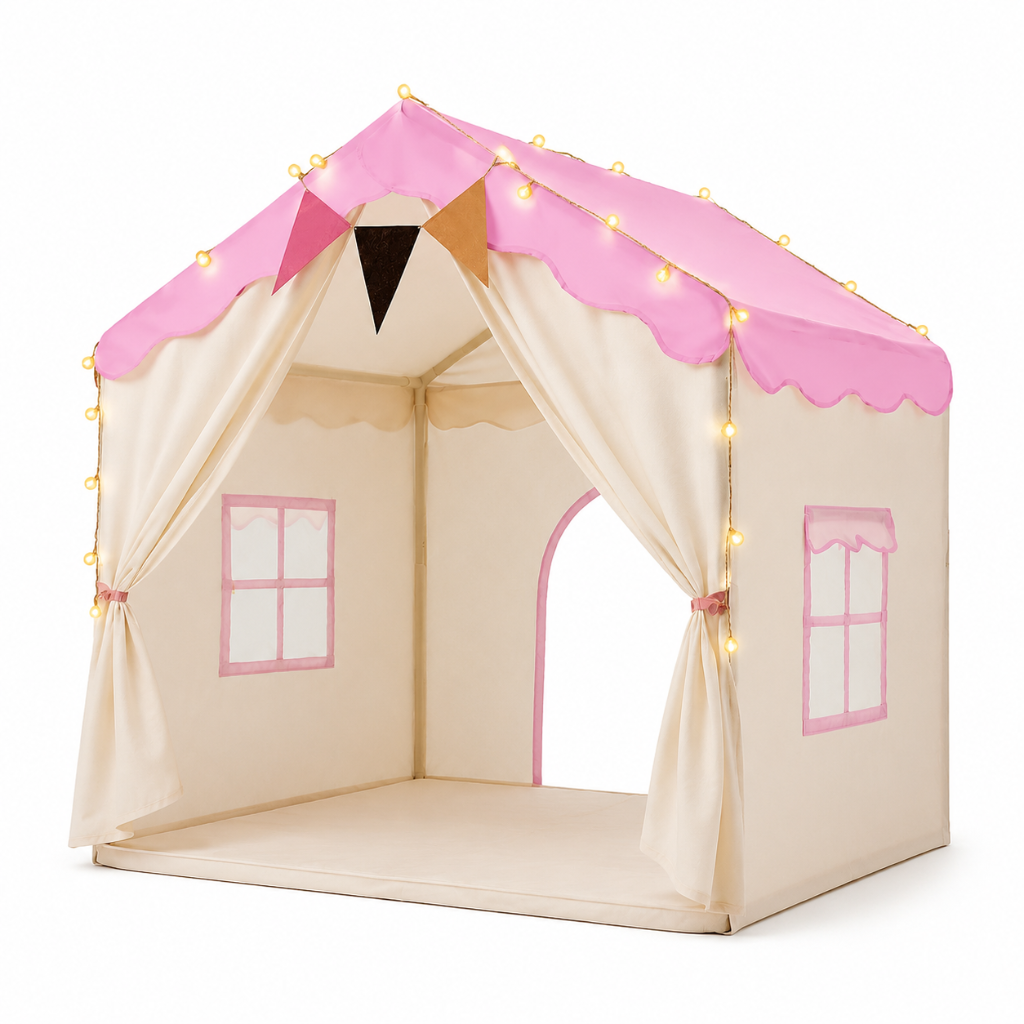 Kids Play Tent with Padded Mat & Lights