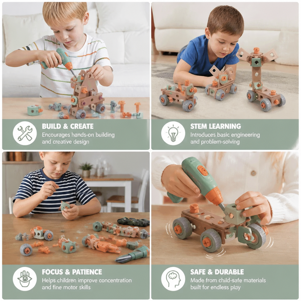 144-Piece Kids Tool Set with Drill & Toolbox