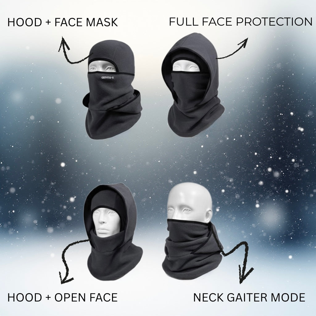 3-in-1 winter balaclava with windproof hat, face mask, and neck warmer