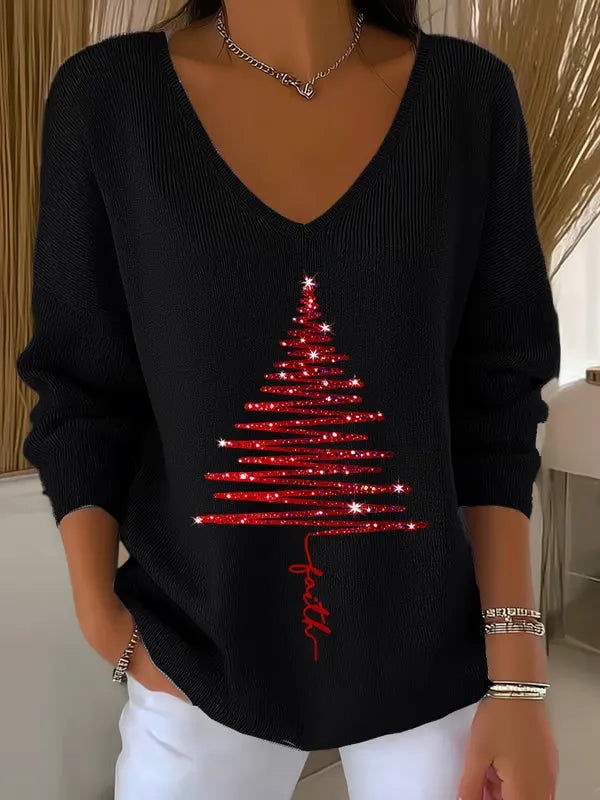 Women's Comfortable V-Neck Cozy Sweater