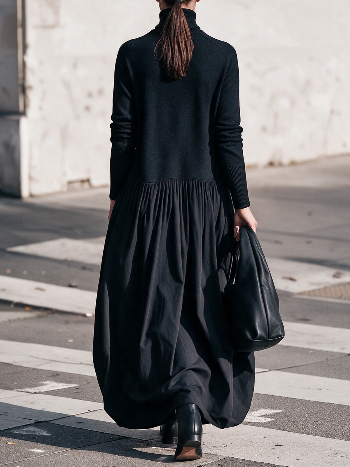 Maxi Oversized Dress with High Collar
