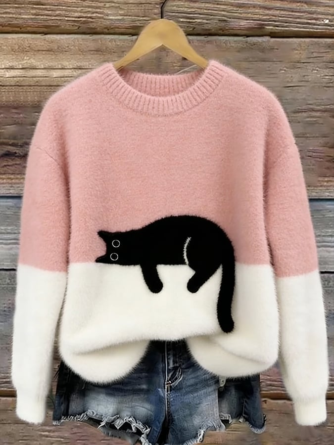 Black Cat Cosy Oversized Plush Sweatshirt