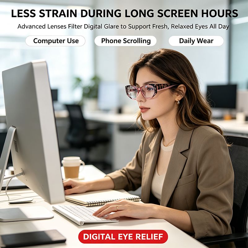 Women's Reading Glasses Anti-Blue Light Full Frame Square