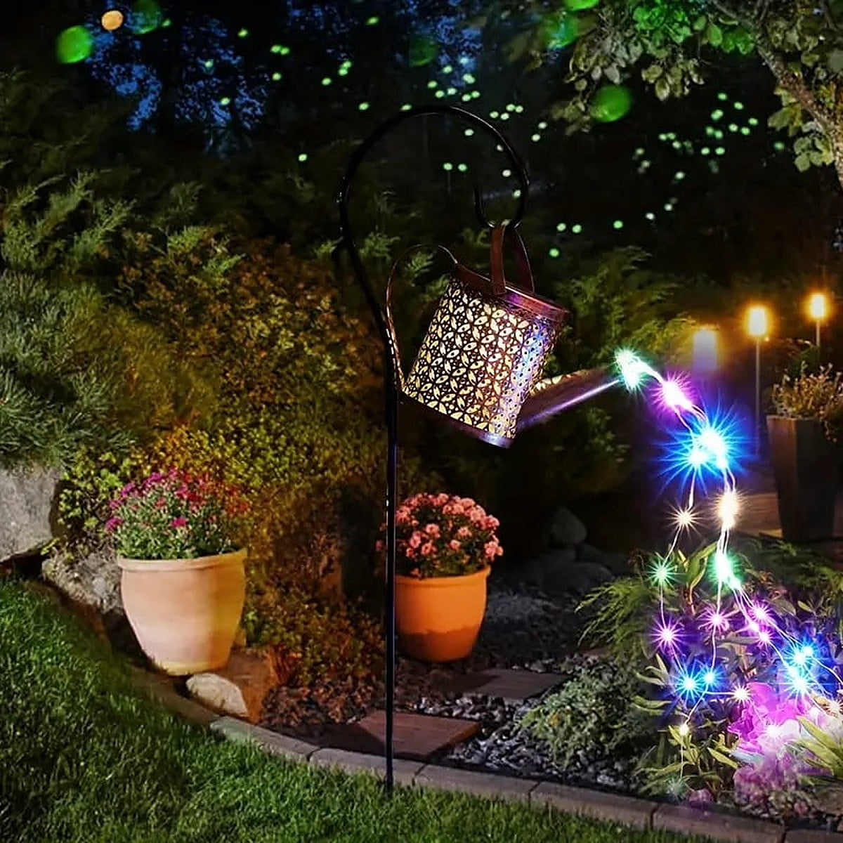Solar Watering Can String Light with 60 LEDs, Warm White or Multicolor