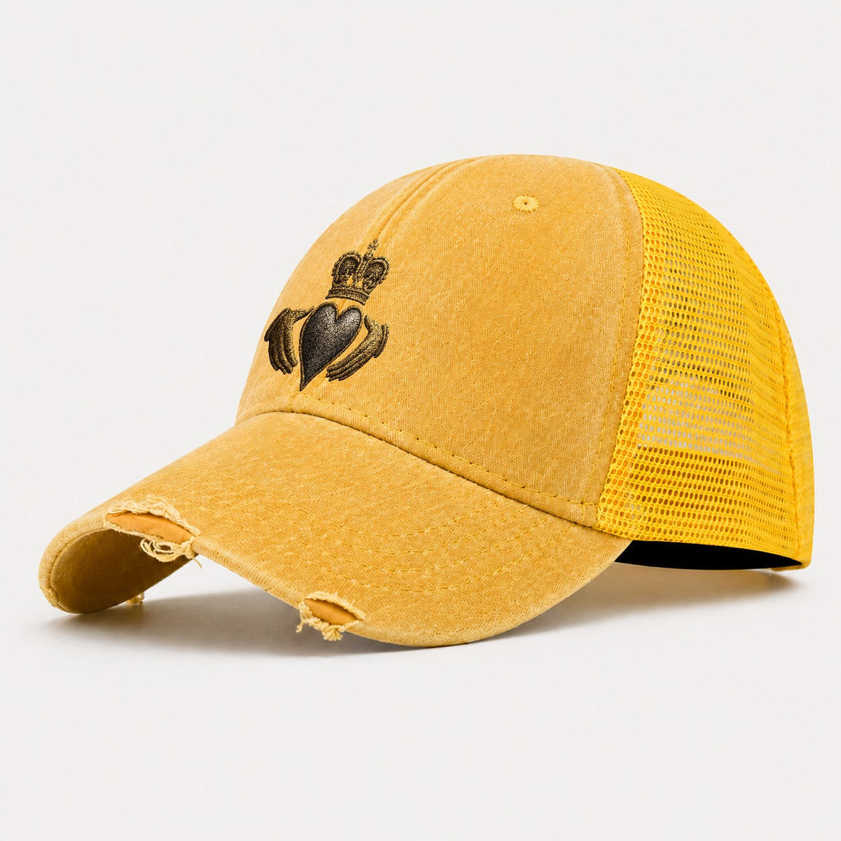 Claddagh Symbol Washed Trucker Hat