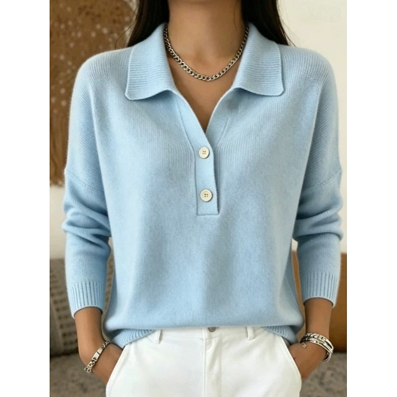 Refined Collared Button Pullover