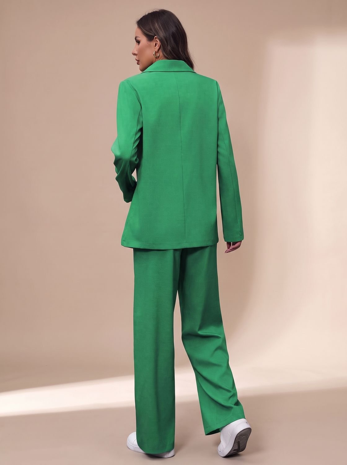 Clara Women's Fitted Double-Breasted Pant Suit with Wide Trousers