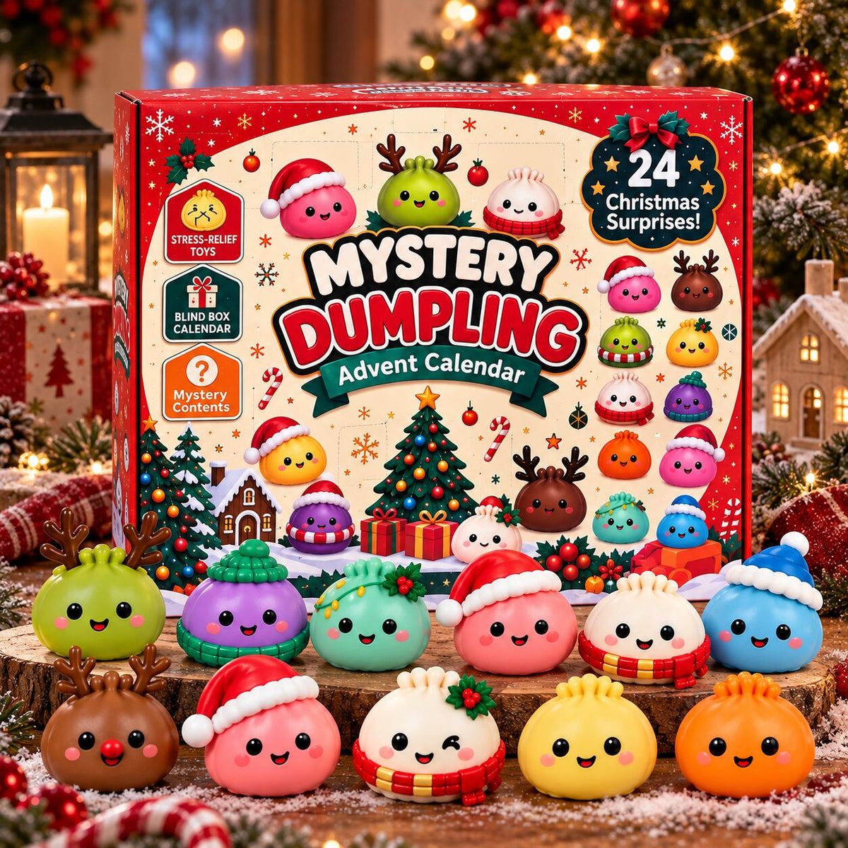 Dumplings Advent Calendar with 24 Squishy Figures