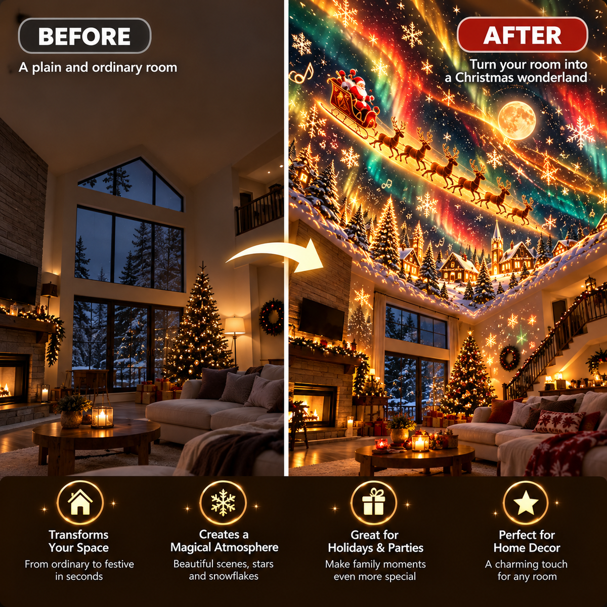 Magical Christmas Scene Projector – Transform Your Room into a Holiday Wonderland