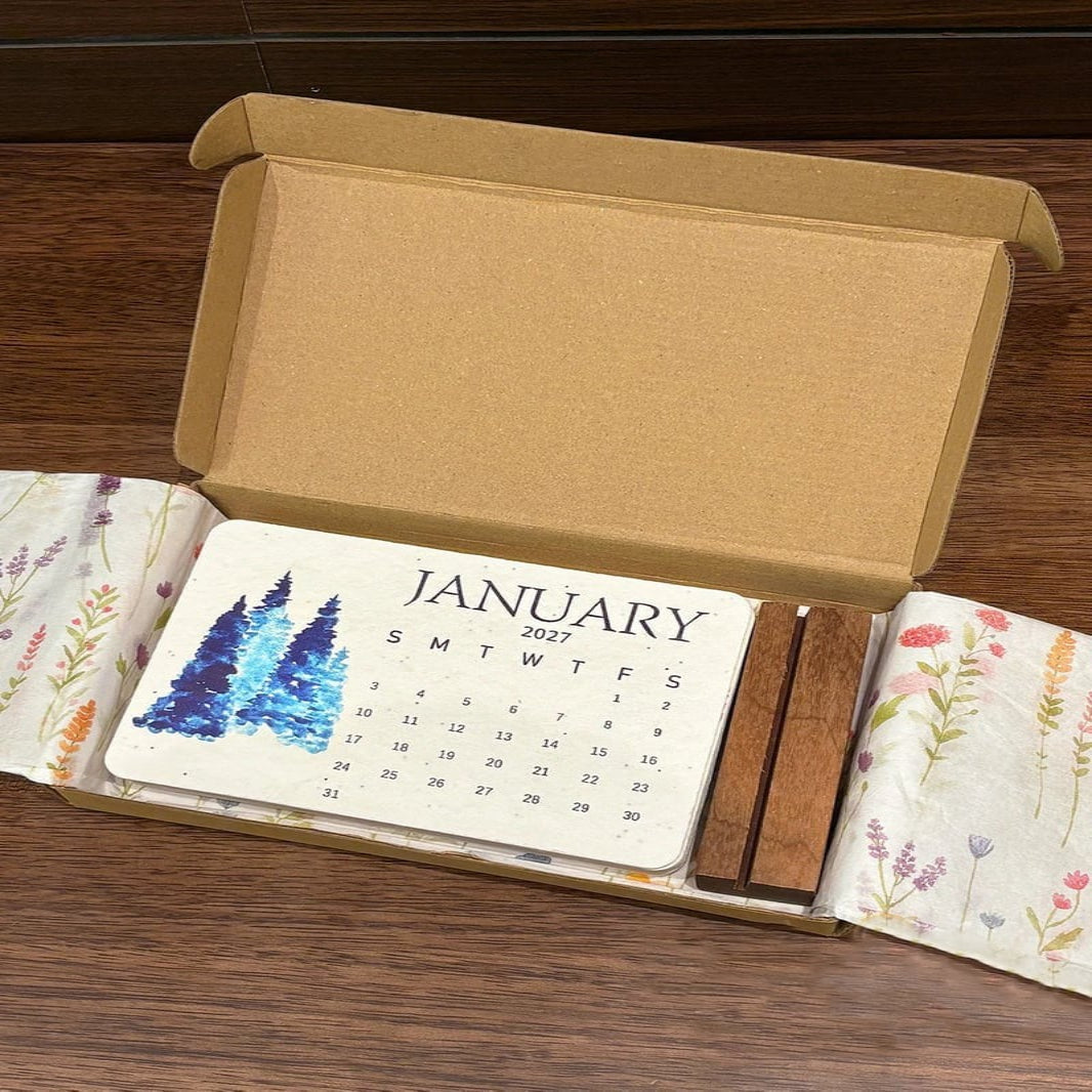 Plantable Seed Paper Calendar 2027 – 12 Plantable Calendar Cards