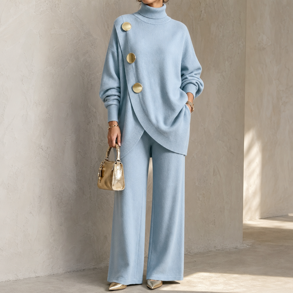 Turtleneck Sweater and Wide-Leg Pants Set