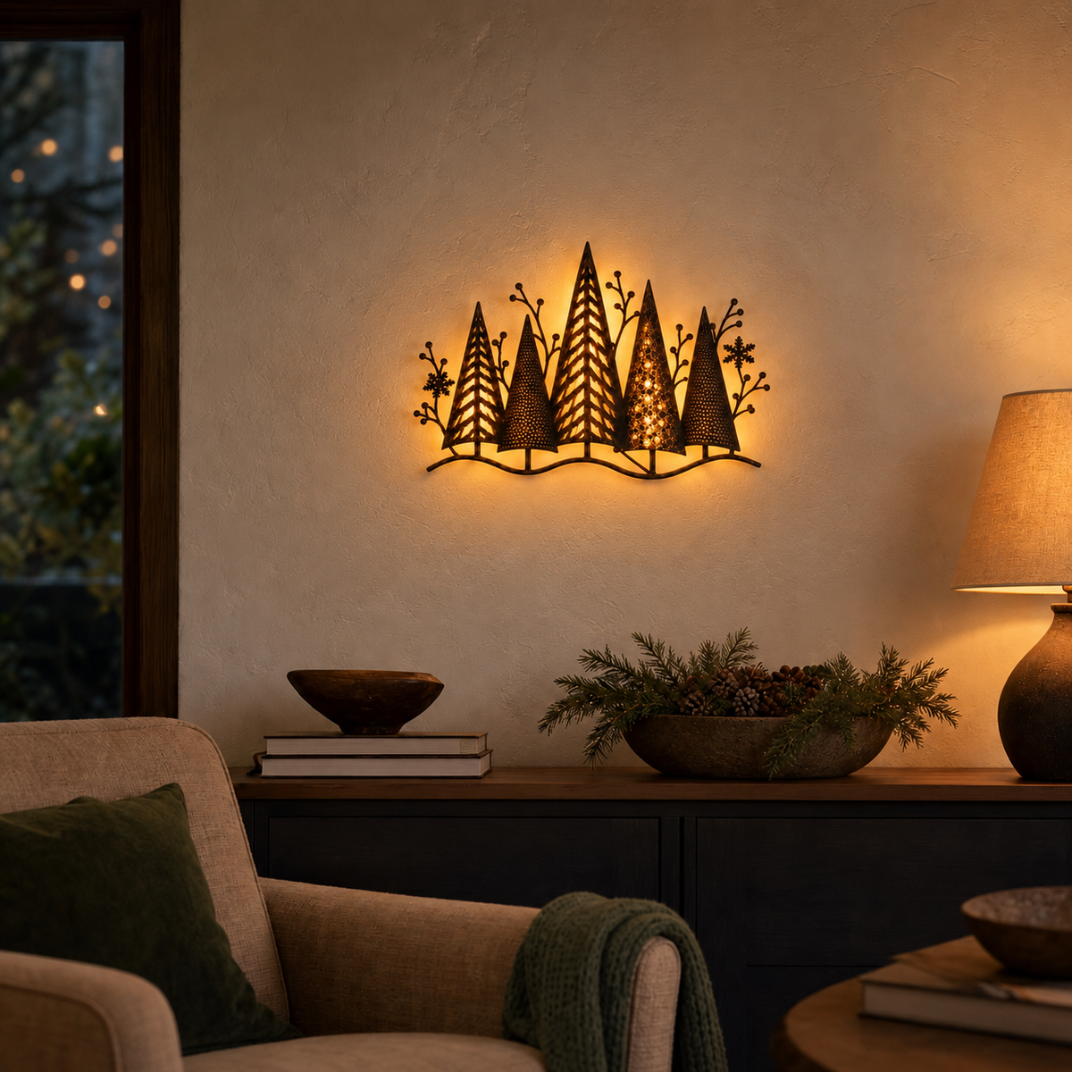 Layered Metal LED Christmas Wall Décor