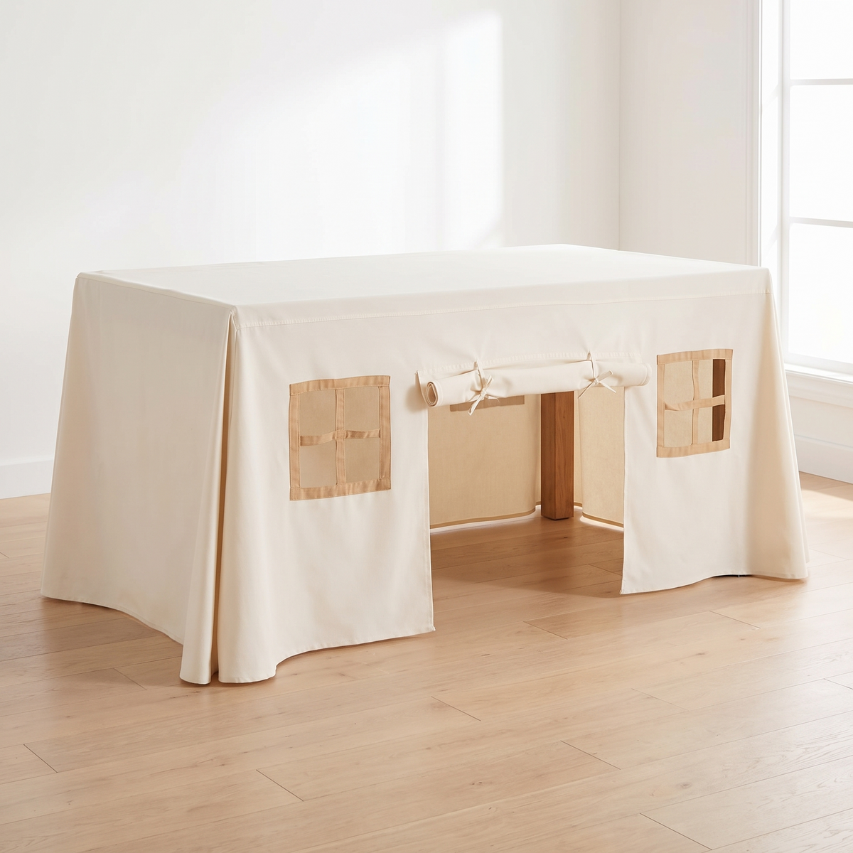 Table Play Tent | Fits Over Dining Tables, 290 x 230 cm – Natural