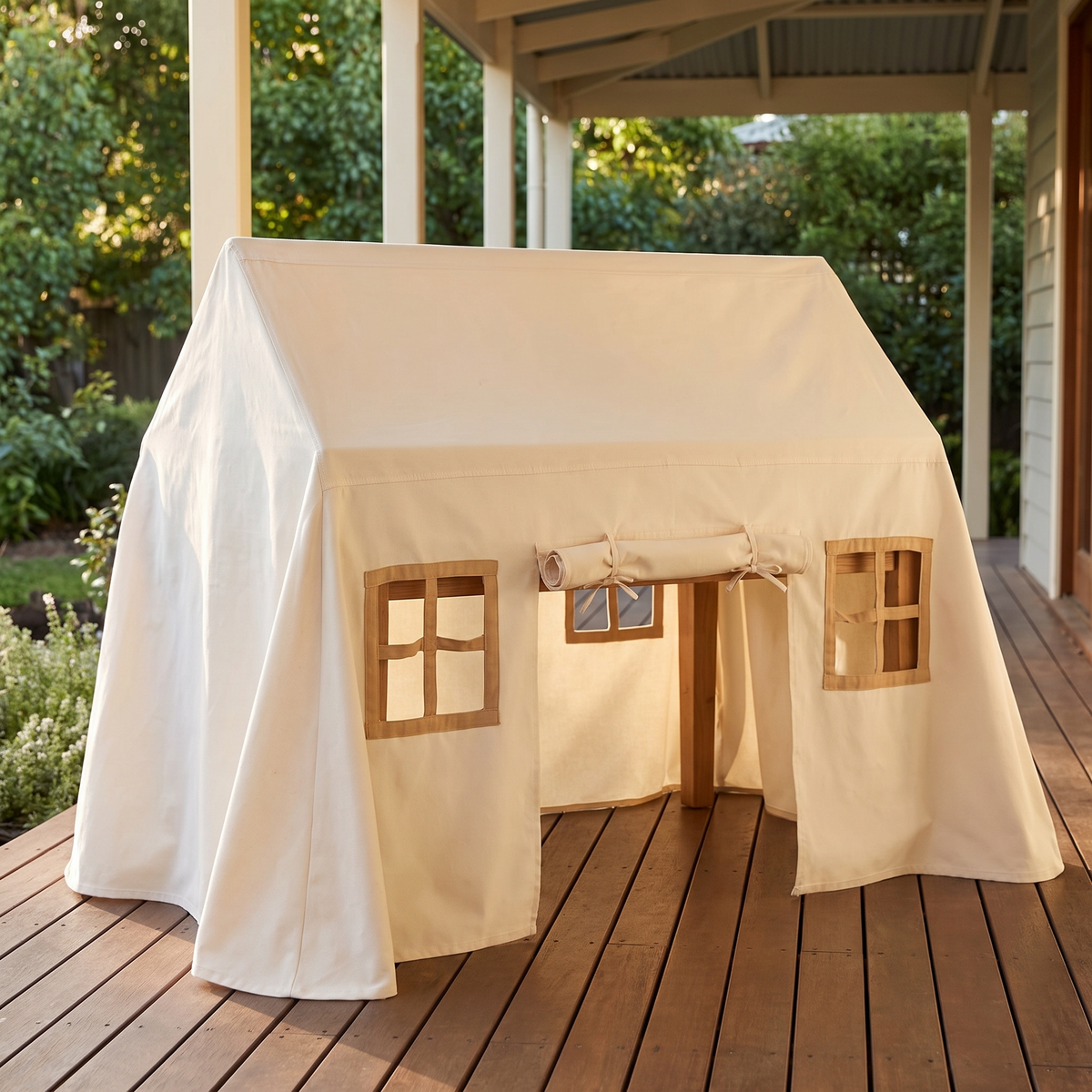Table Play Tent | Fits Over Dining Tables, 290 x 230 cm – Natural