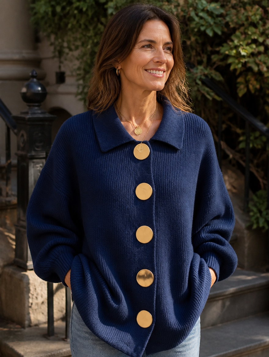 Oversized Collared Cardigan for Women